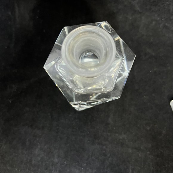 Vintage Clear Crystal Triangular Perfume Bottle w/ Stopper - Picture 7 of 8
